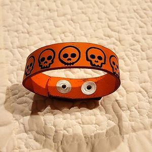 Handmade Leather Skull Bracelet